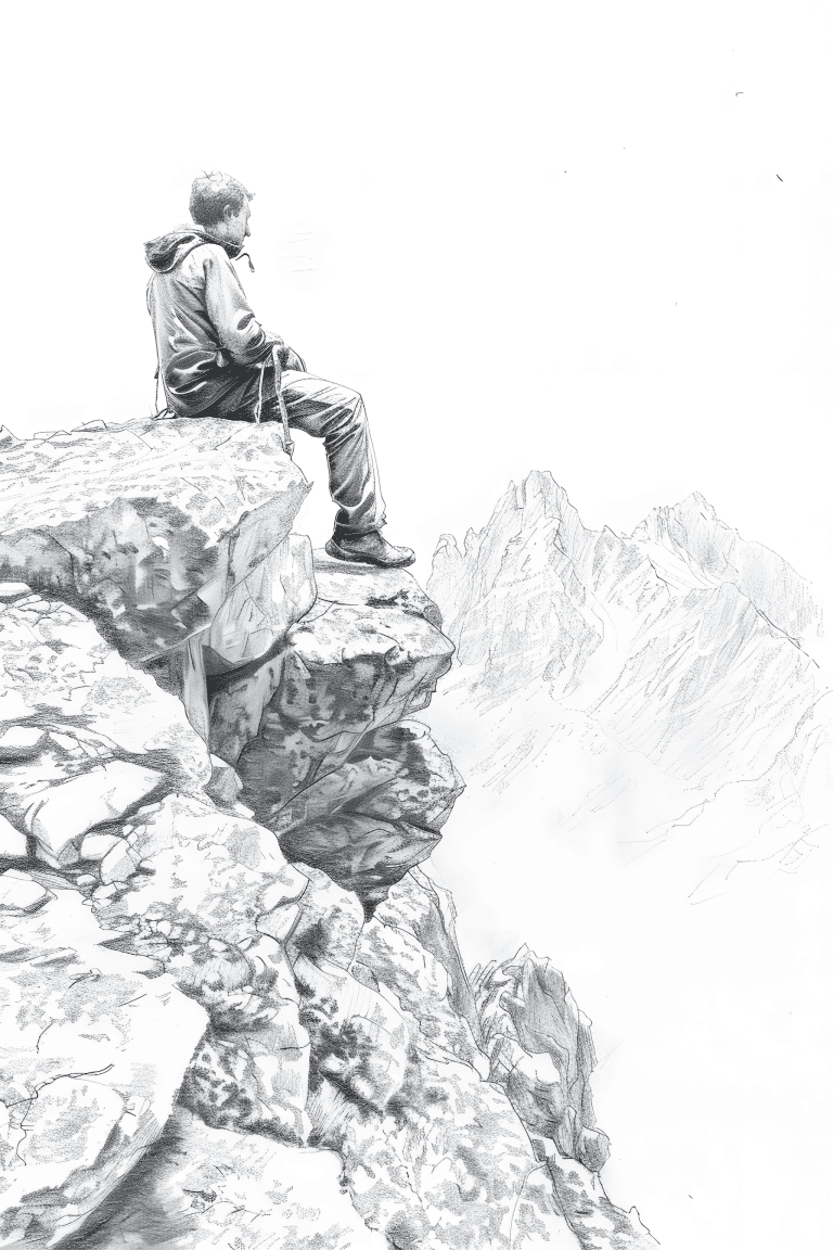 Hiker Resting On A Cliff