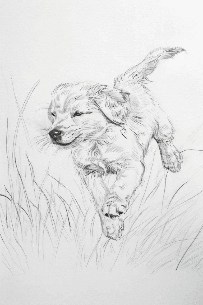 Puppy Hoping Through Grass