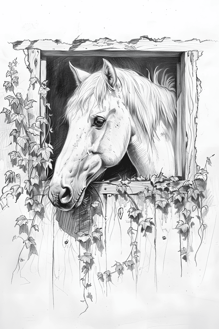 Horse Peeking Out From A Barn