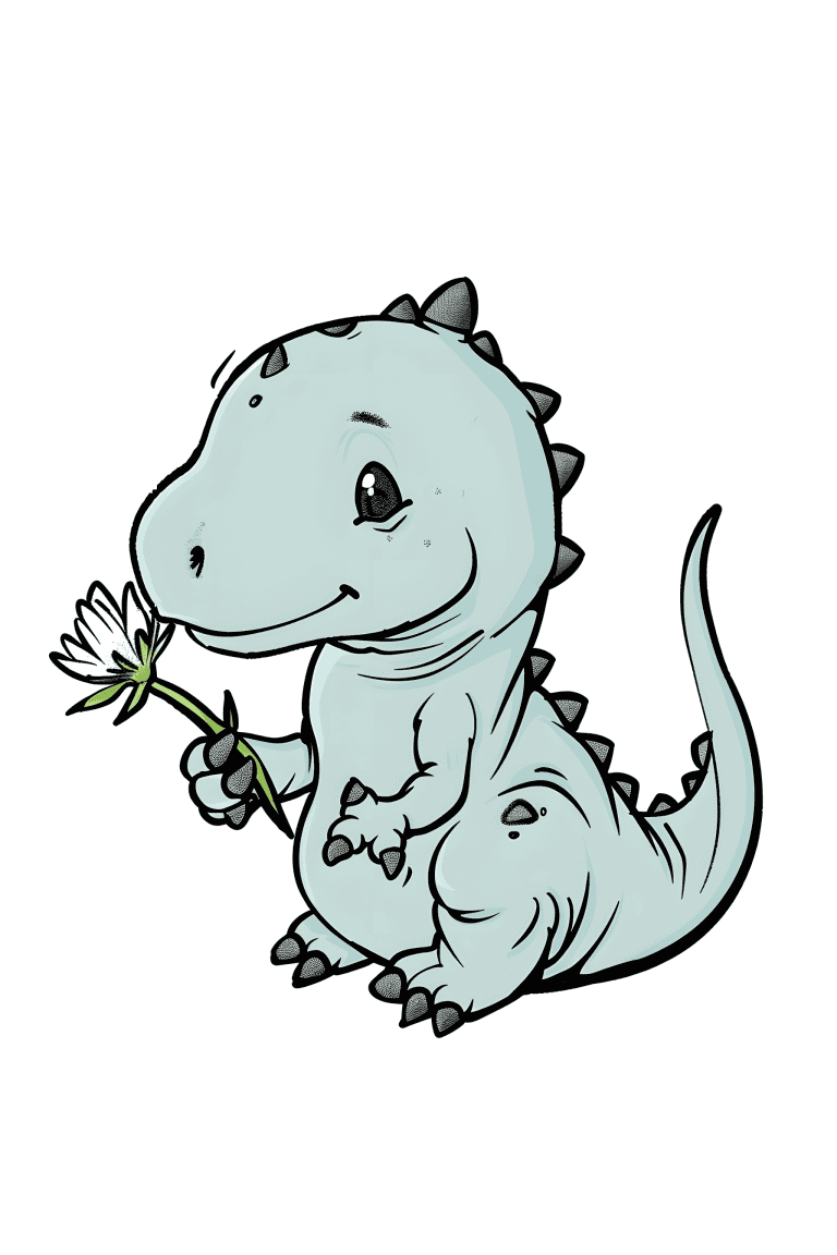 Iguanodon Holding A Small Flower