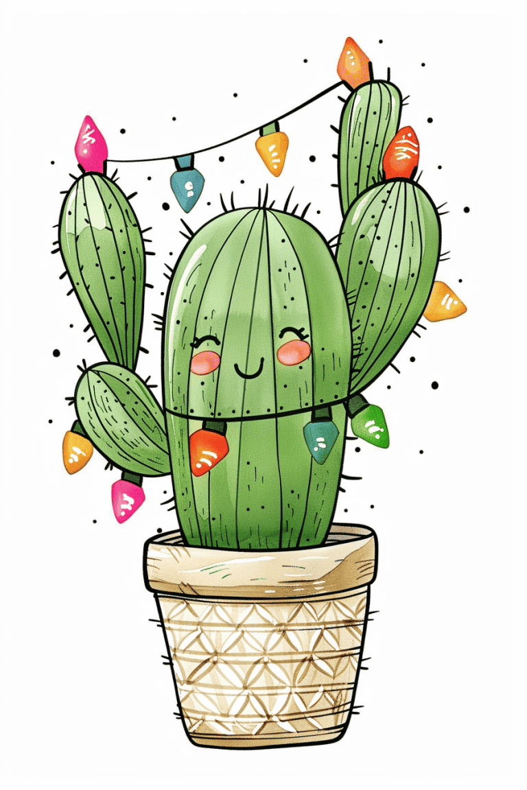 Cactus Adorned In Christmas Lights