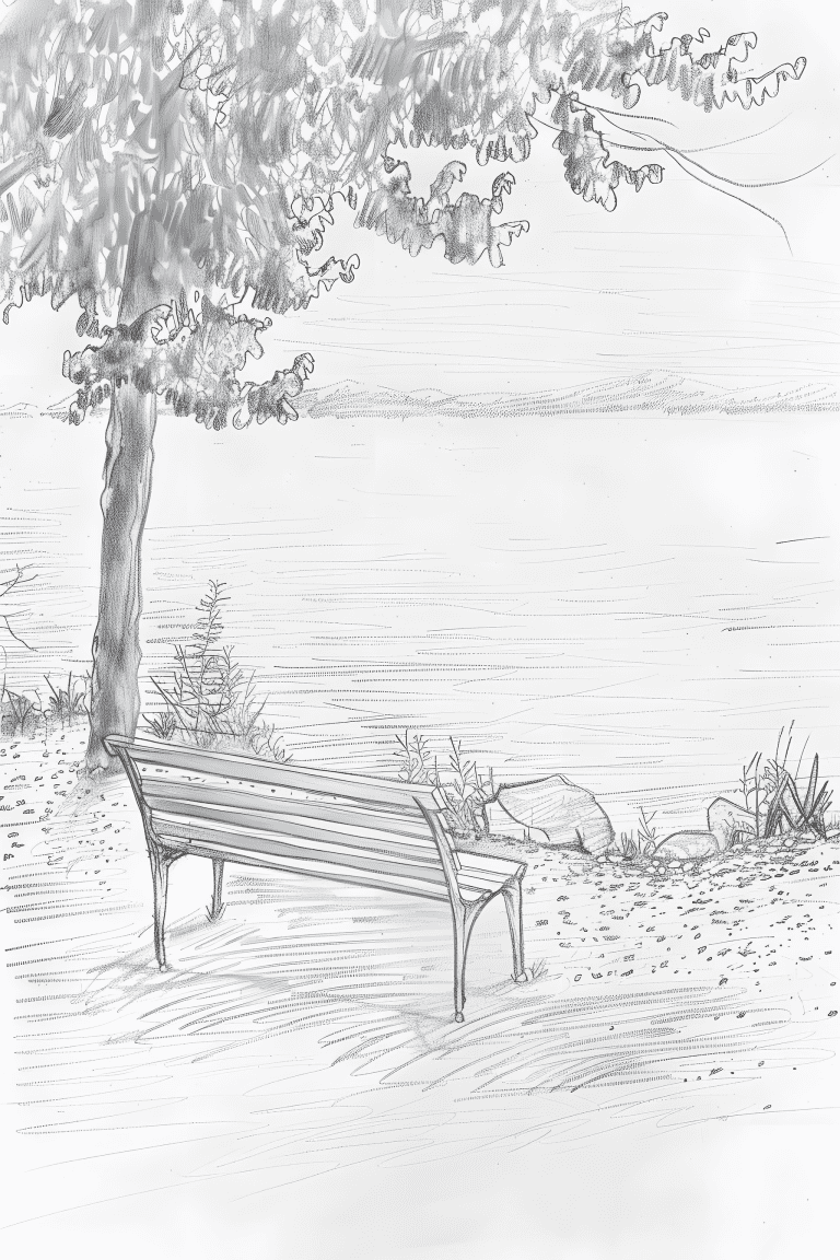 Rustic Bench Beside A Lake