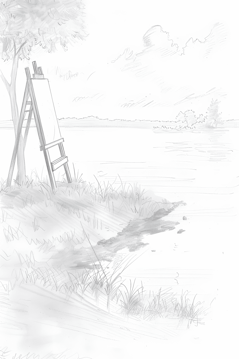 Easel Beside A Lake