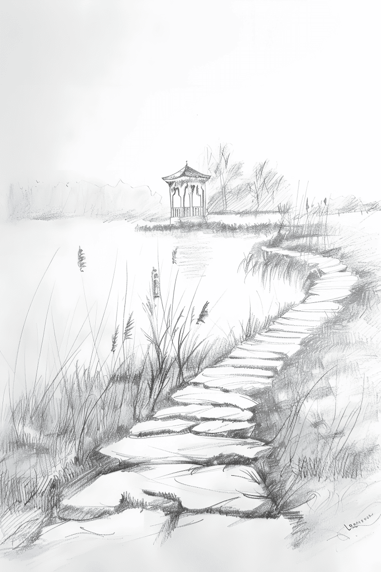 Lakeside With Stone Pathway