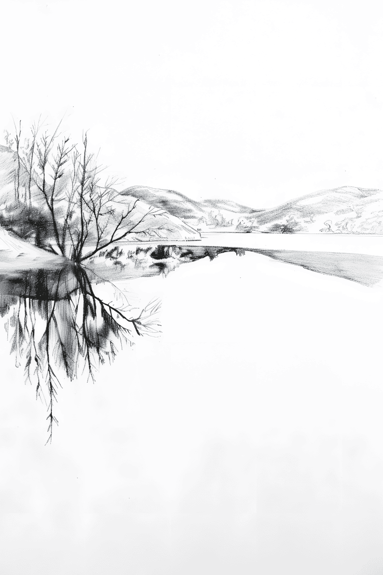 Lakeside With Distant Hills