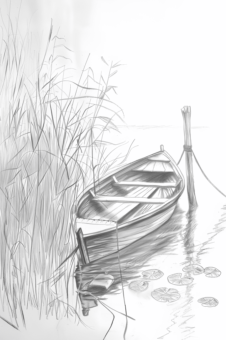 Wooden Boat Beside A Lakeside