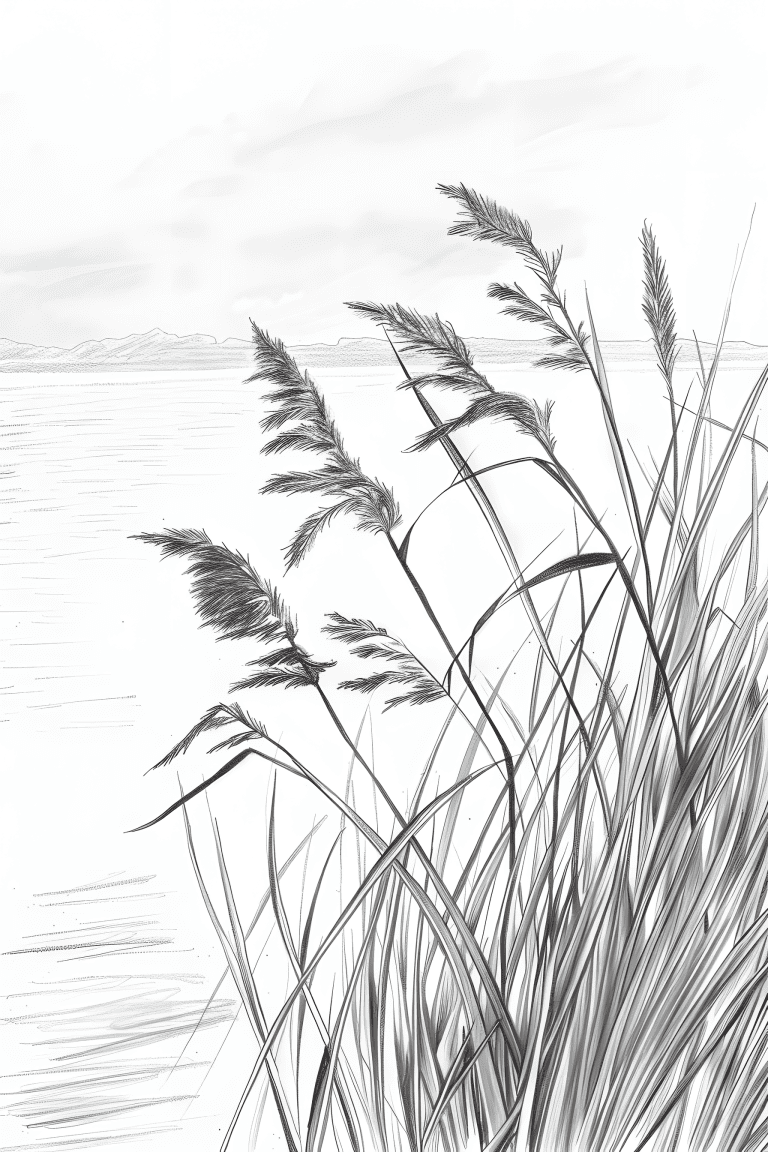 Lakeside With Tall Grasses