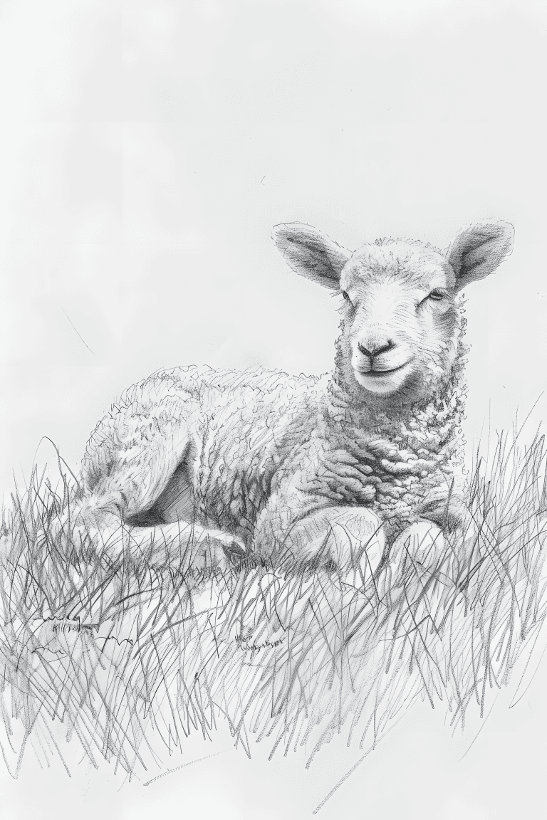 Lamb Lying On A Grass
