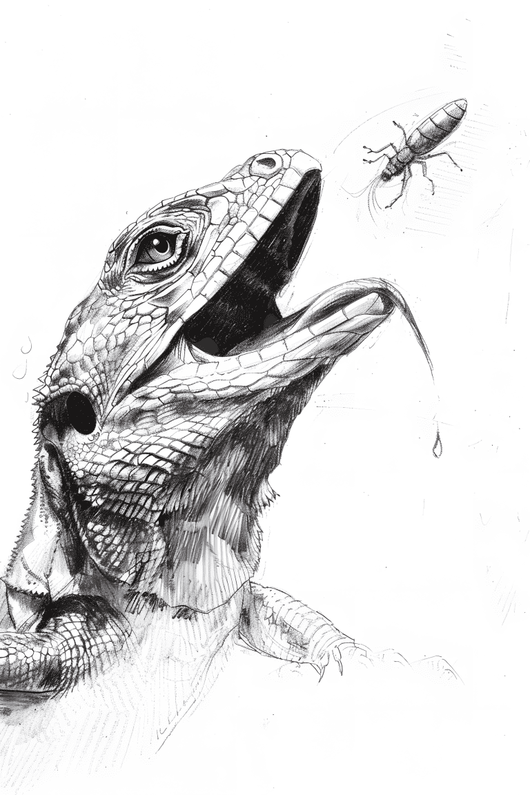 Lizard Catching A Bug