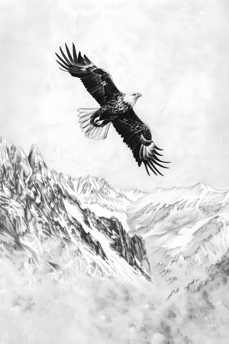 Eagle Soaring Through A Rugged Mountain
