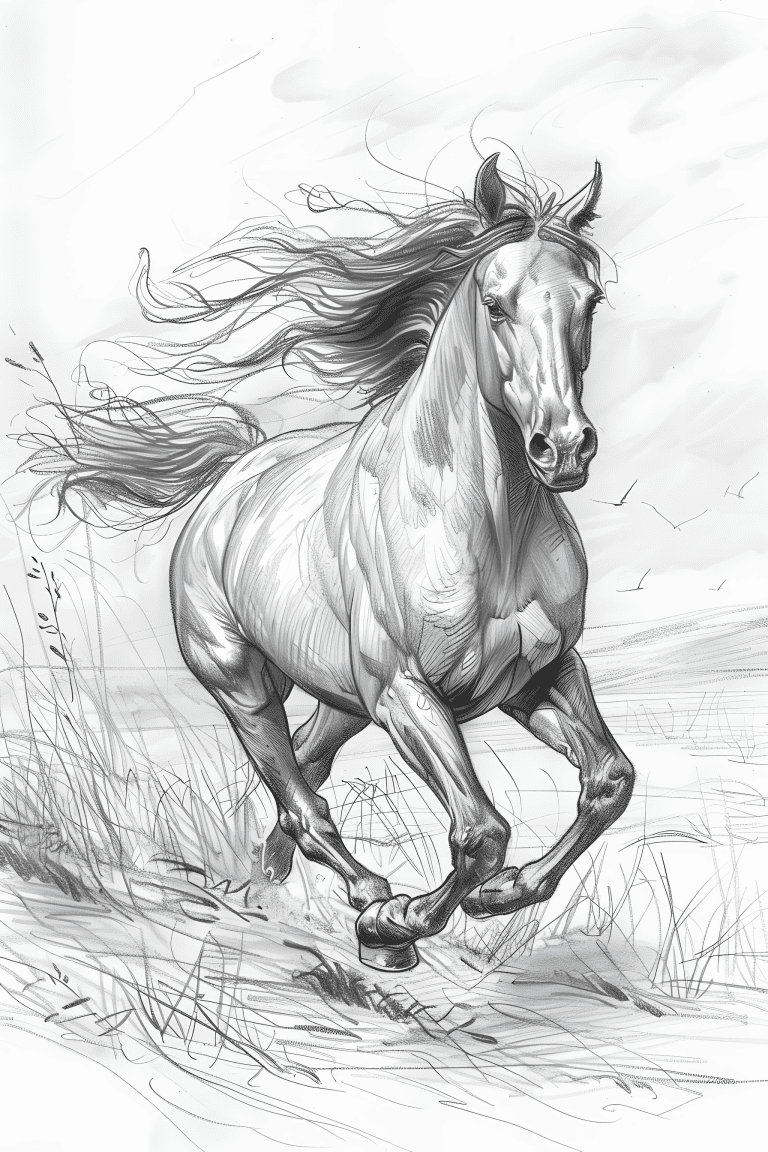 Stallion Across A Field