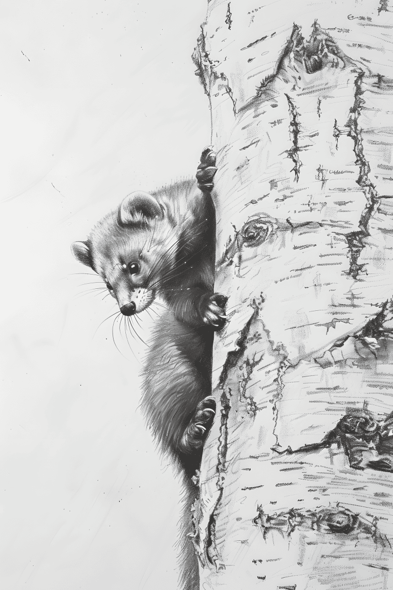 Marten Climbing On A Tree