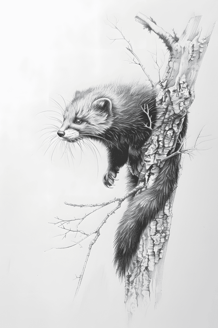Mink On A Tree