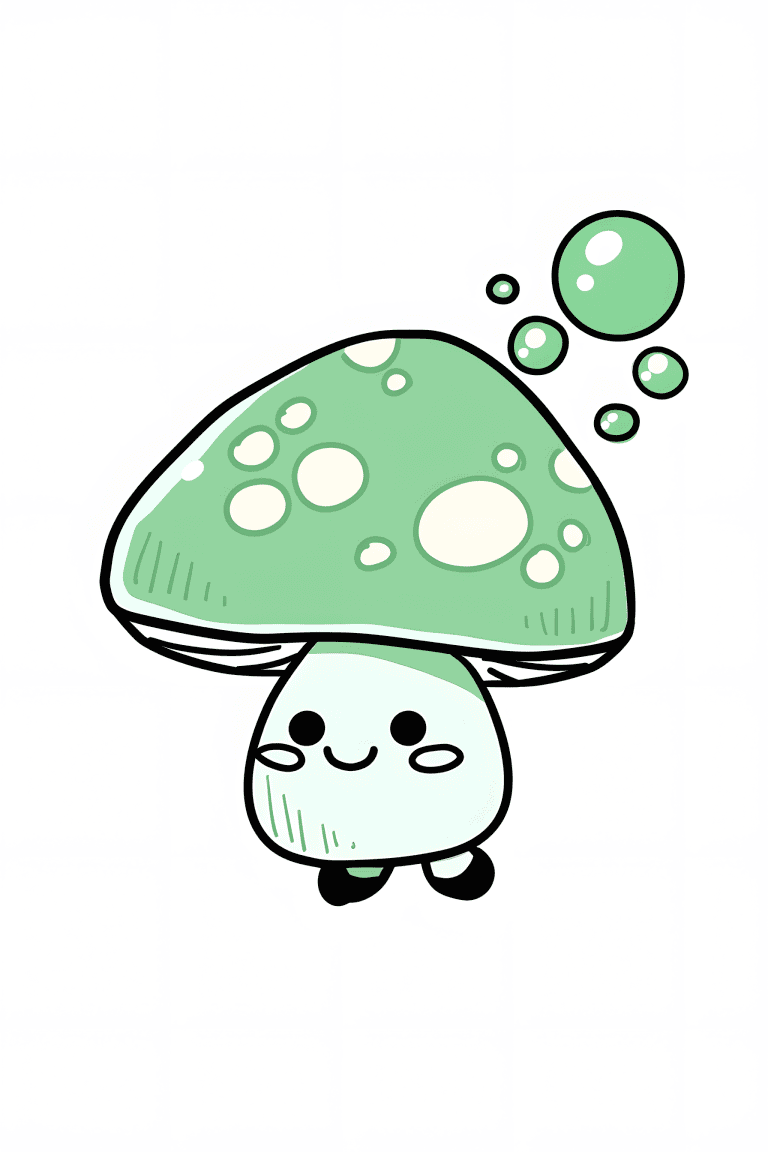 Mint Mushroom With Polka Dots