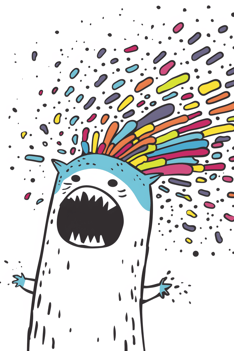 Monster Shooting Out Confetti