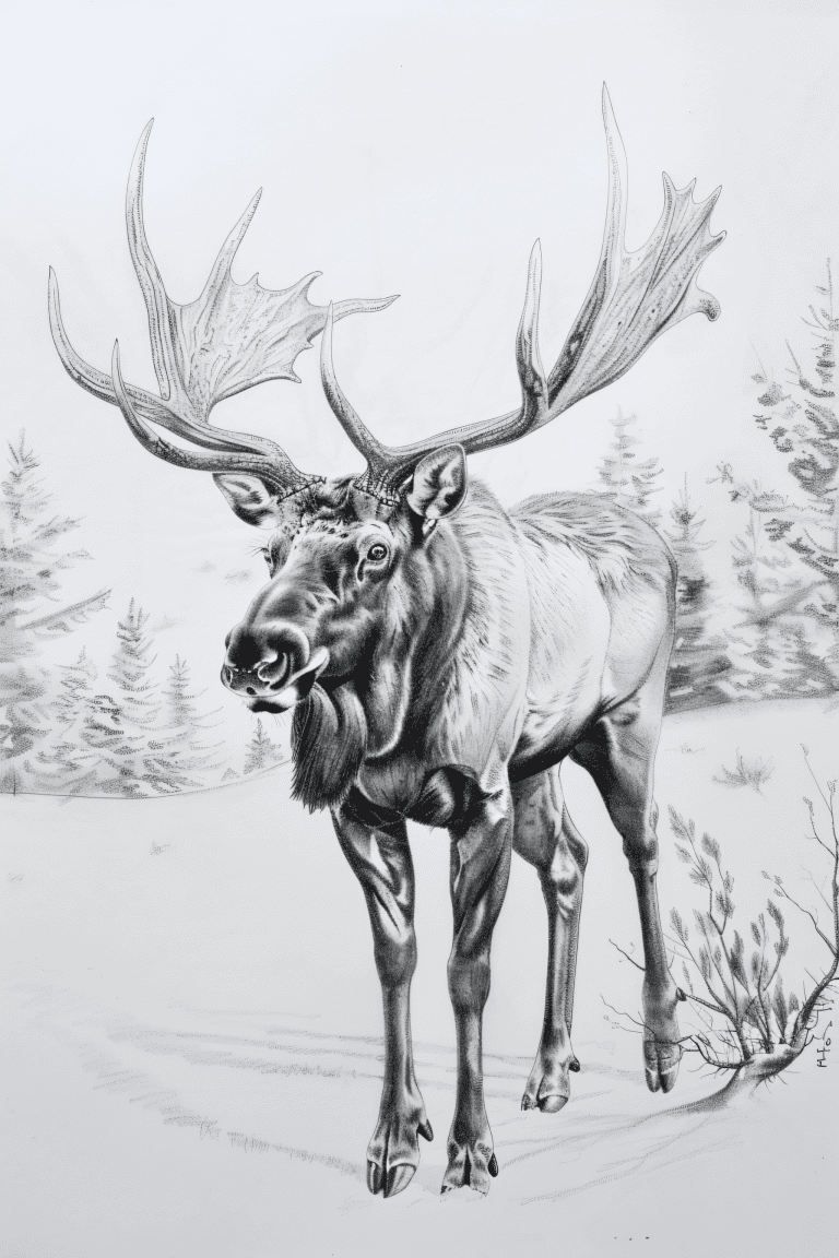 Moose With Large Antlers