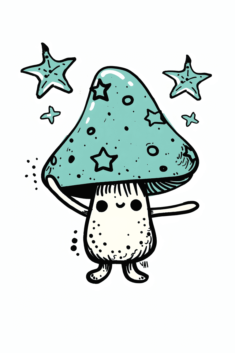 Mushroom Playing With Stars