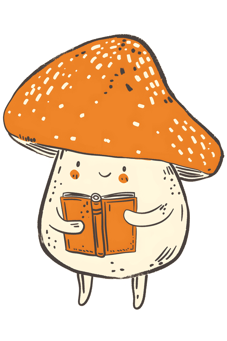 Mushroom Reading A Tiny Book
