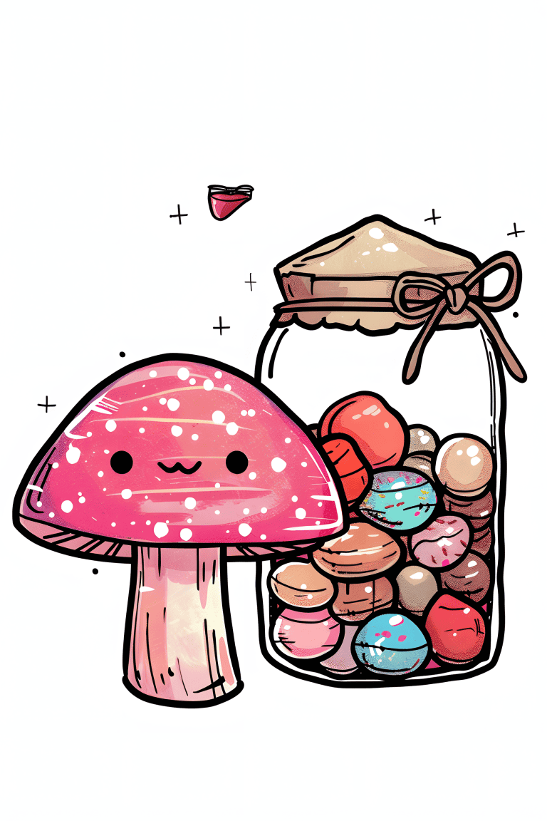 Mushroom Next To A Candy Jar