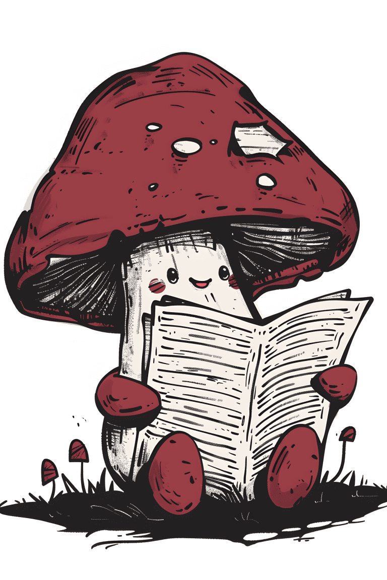 Mushroom Reading A Newspaper