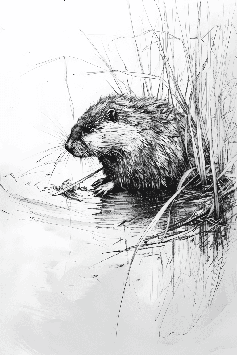 Muskrat Beside A Pond