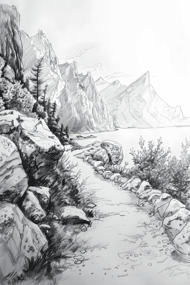 Mountain Path Leading To A Lake
