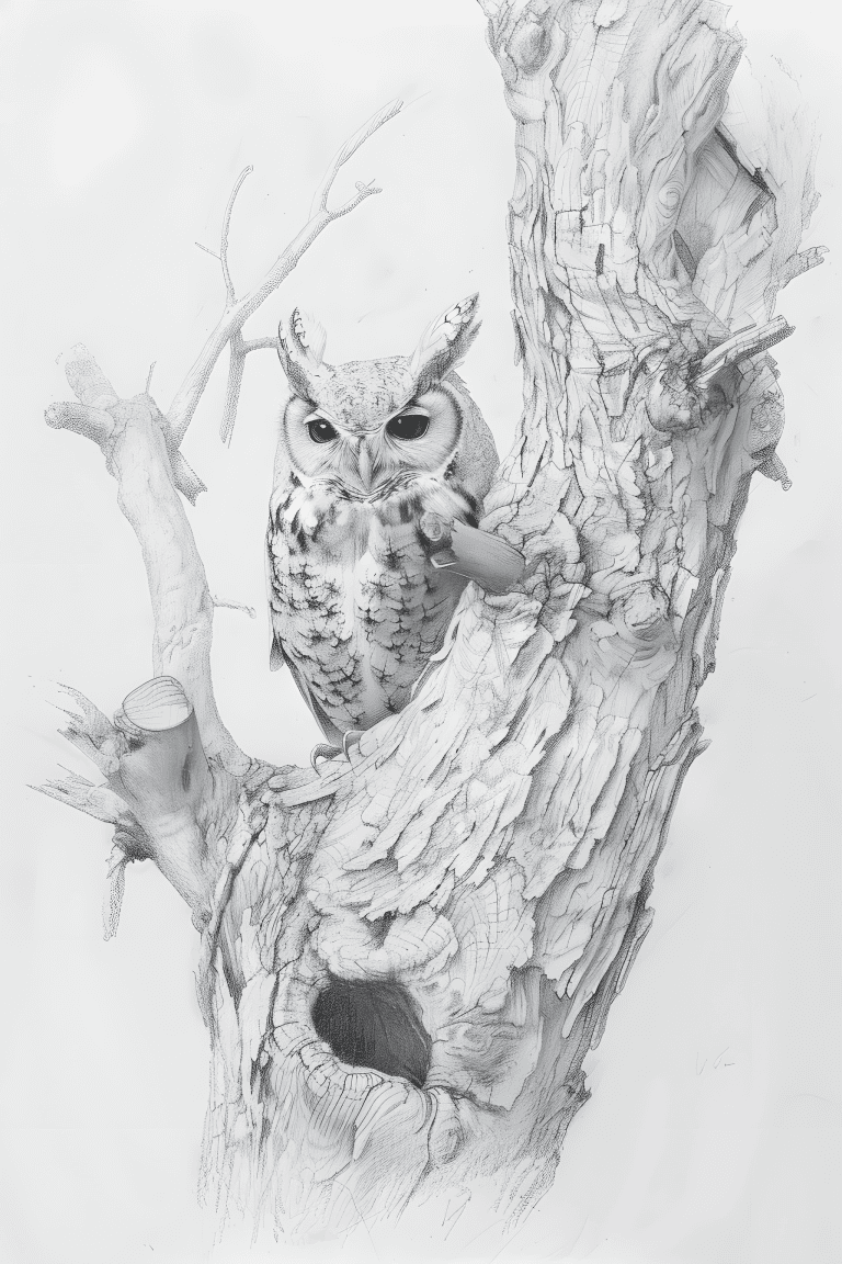 Owl On A Oak Tree