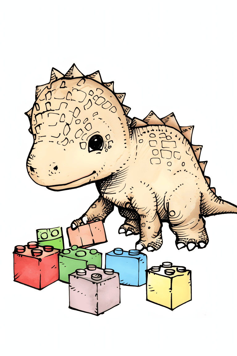 Pachycephalosaurus Playing Lego