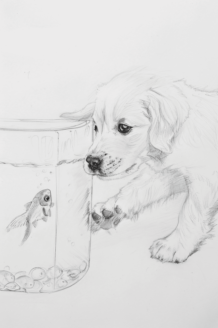 Puppy Pawing From A Fish Tank