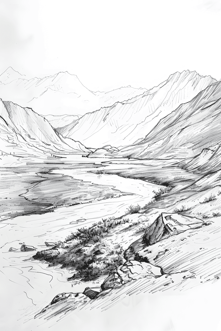 Mountain Valley With A River