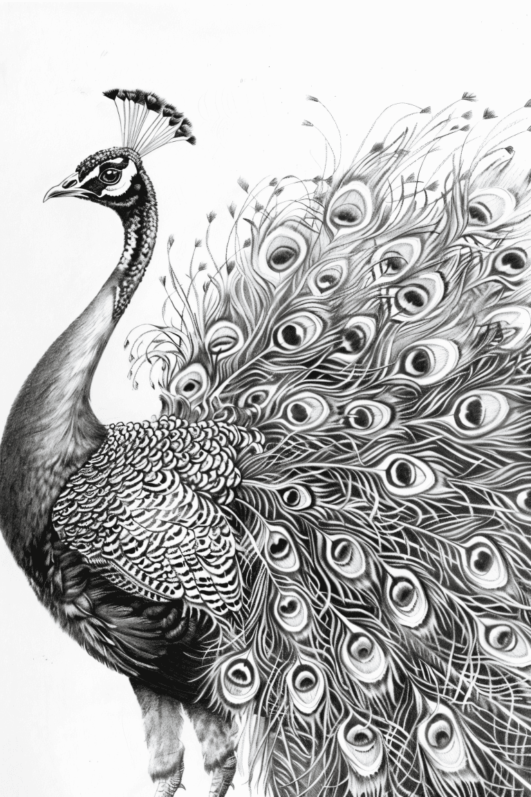 Peacock With Feathers Fanned Out