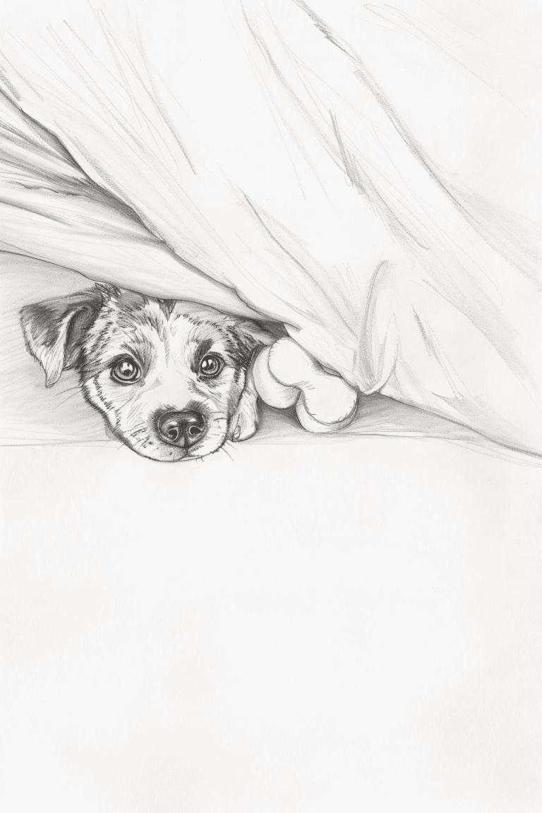 Puppy Peeking Out From Under The Bed