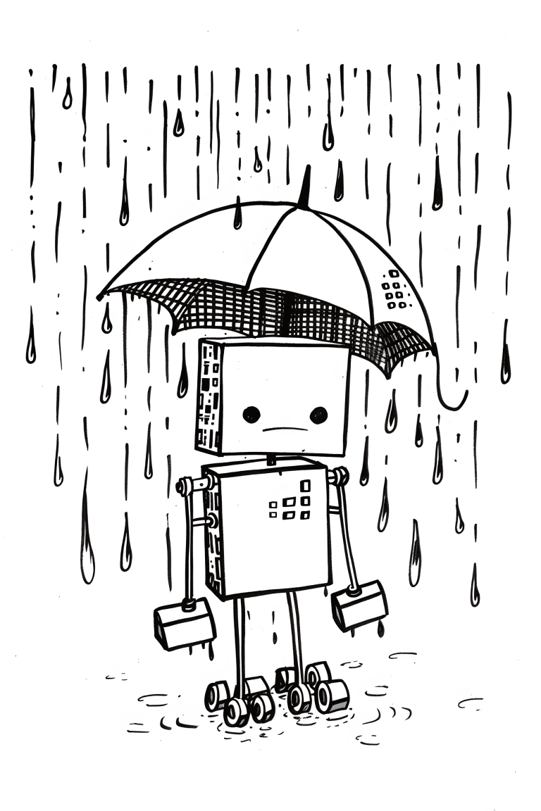 Robot Stuck In The Rain