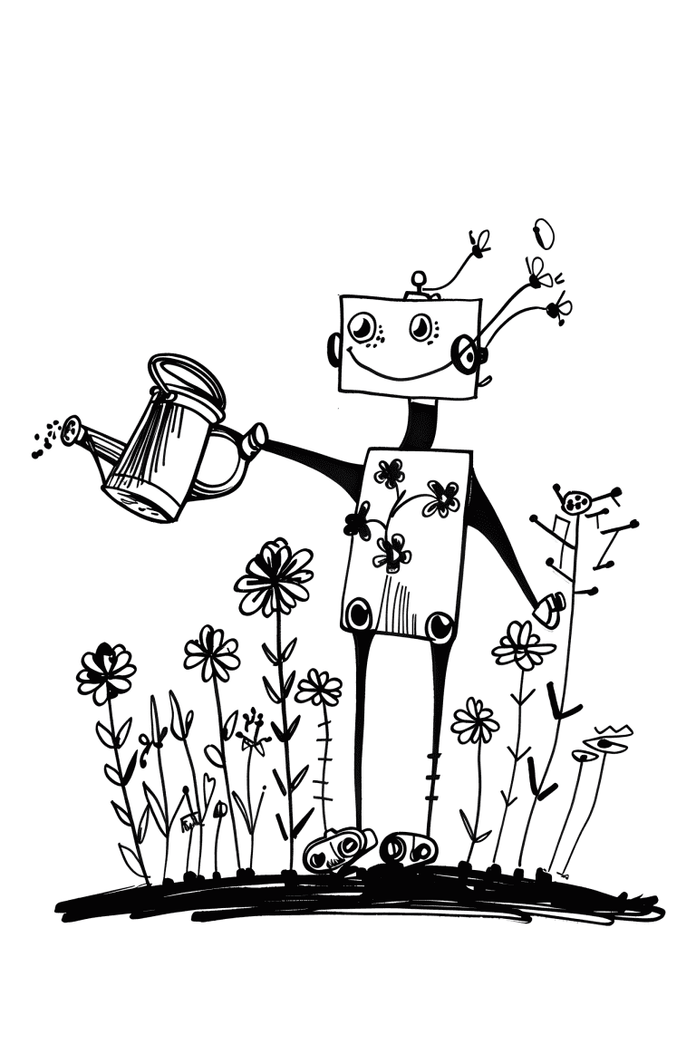 Robot Watering Flowers