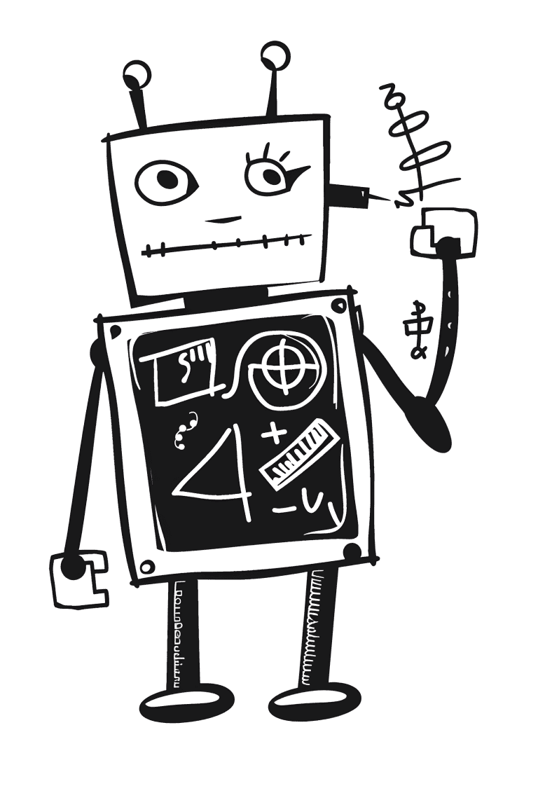 Robot With A Chalkboard Body