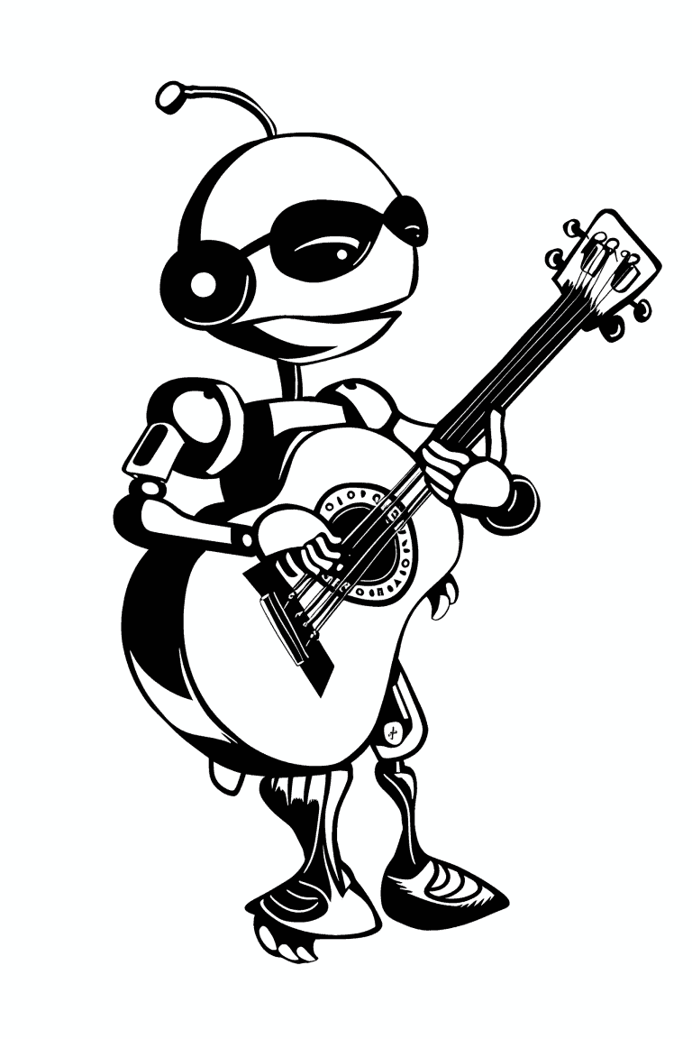 Robot Playing A Guitar
