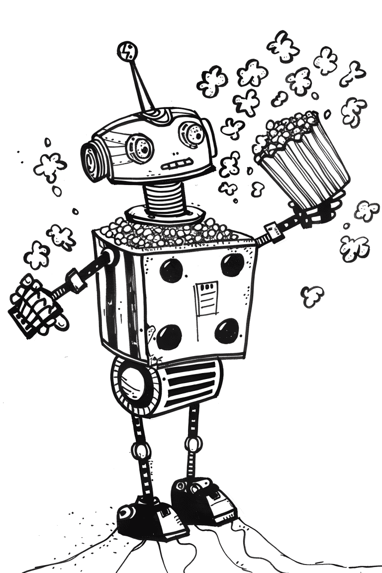 Robot Holding A Popcorn
