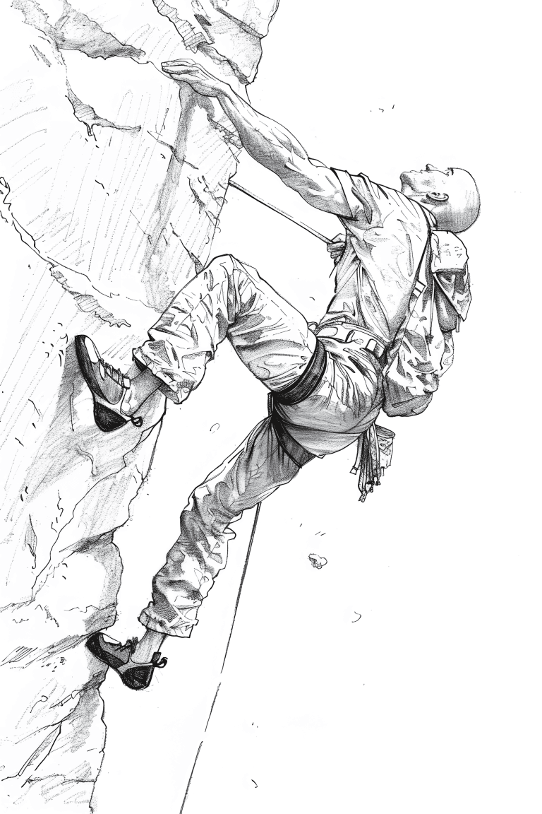 Rock Climber Looking Up