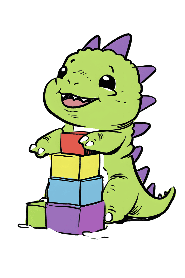 Rugops Playing Building Blocks