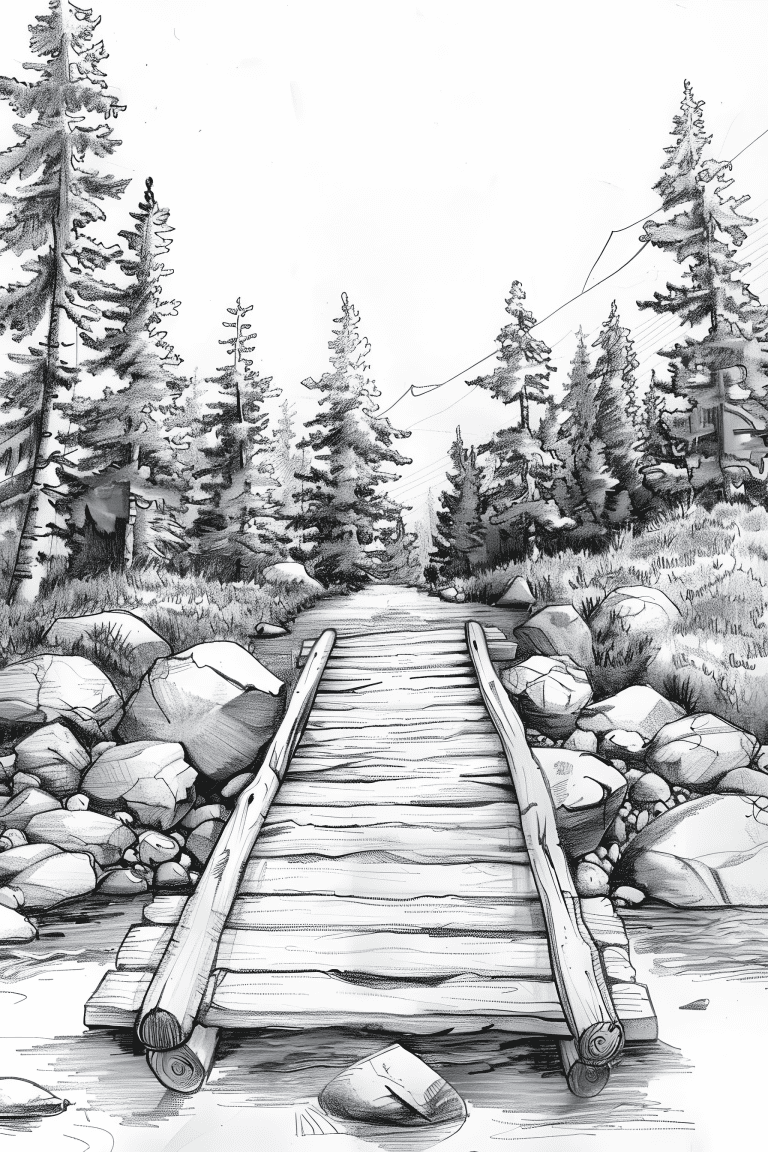 Bridge Connecting A Mountain Stream