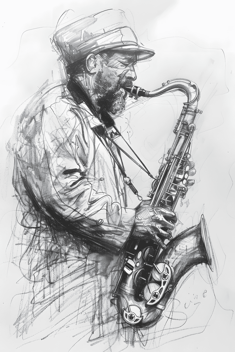 Saxophonist Playing Passionately