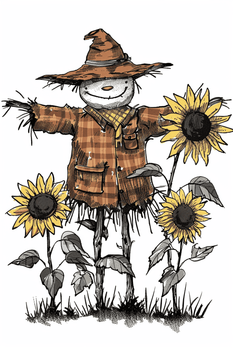 Scarecrow Surrounded By Sunflowers