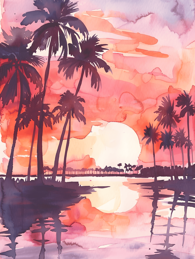 Serene Sunset Over A Tropical Island