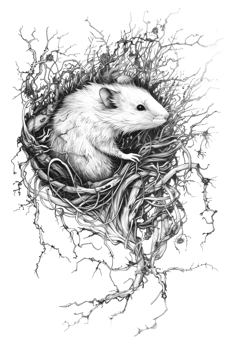 Shrew In Tangle of Roots