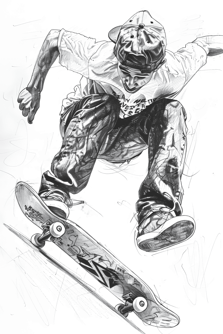 Skateboarder Performing A Trick