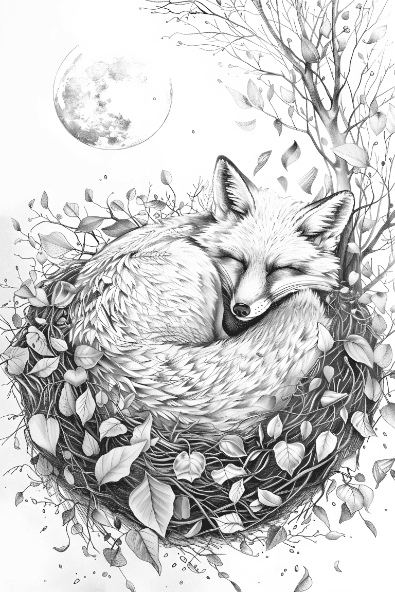 Sleeping Fox Curled Up