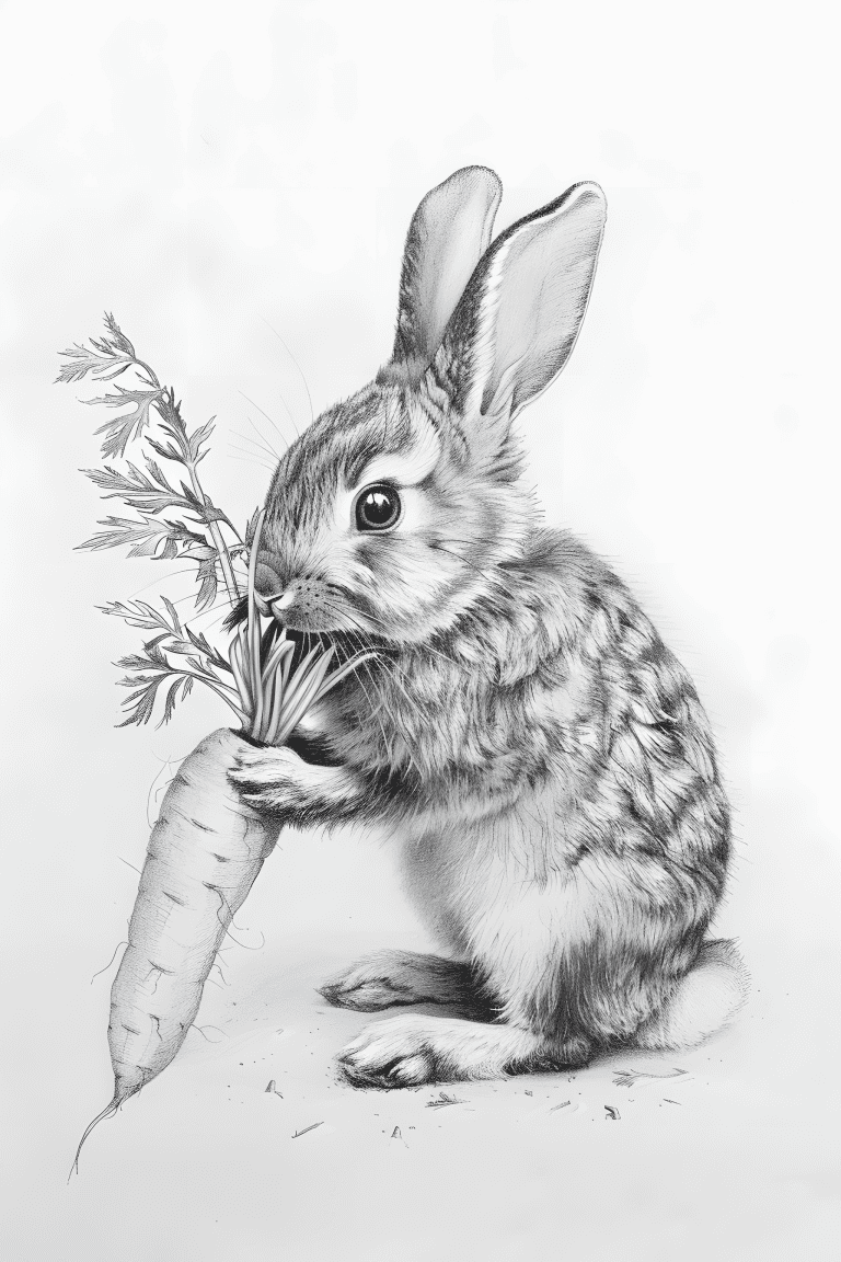 Rabbit Nibbling On A Carrot