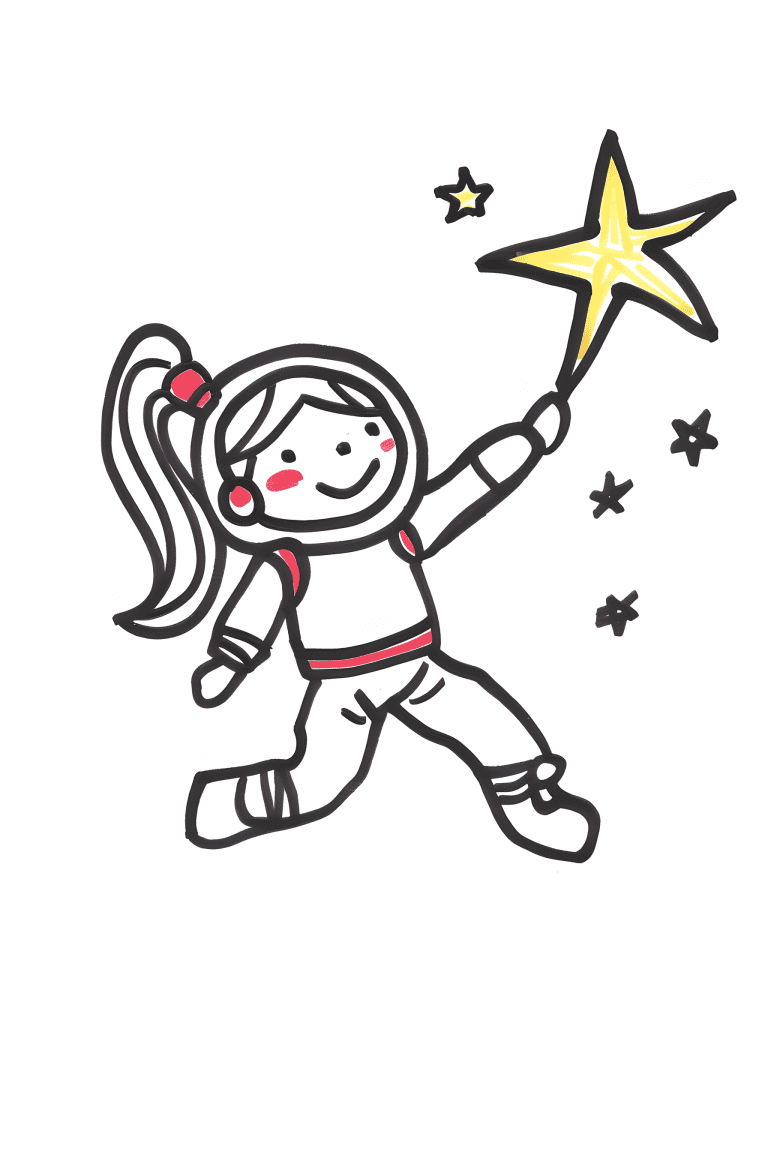 Astronaut Girl Reaching A Star