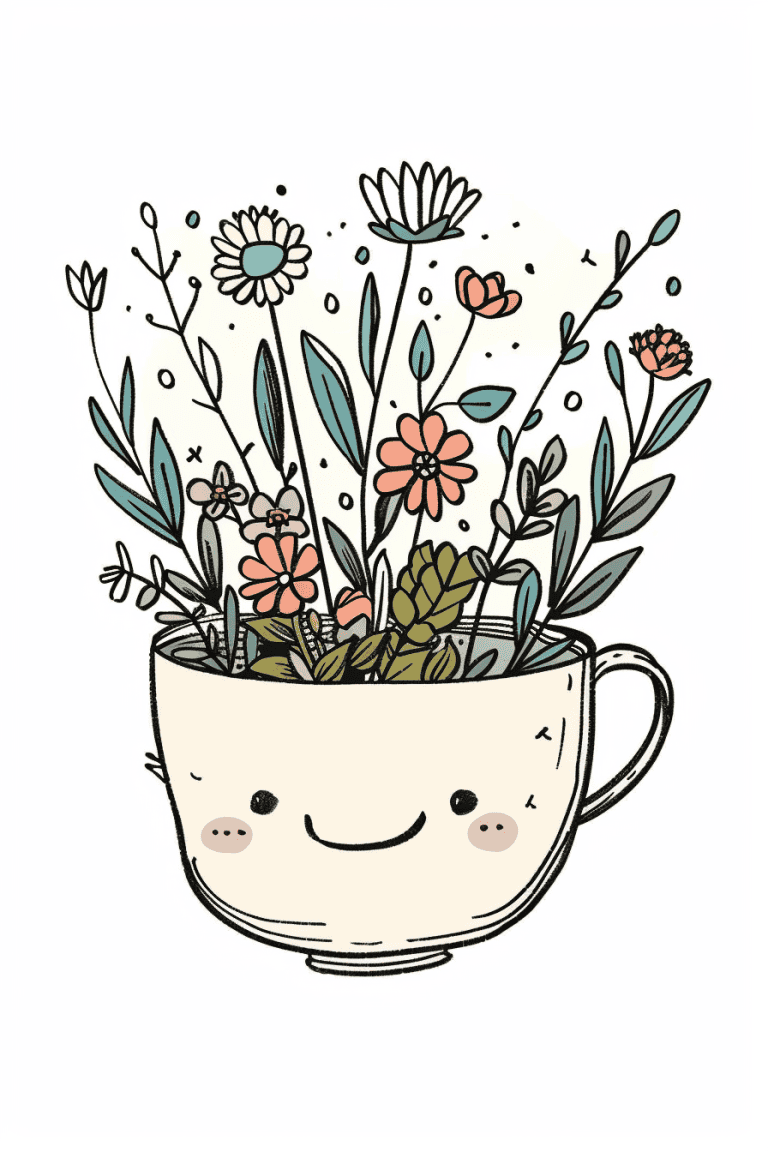 Teacup With Blooming Flowers