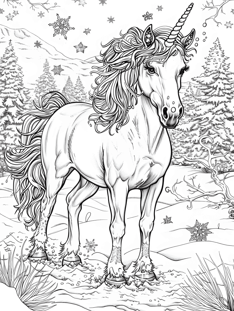 Unicorn In A Snowy Landscape